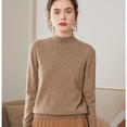 thumbnail image 4 of Suéter de cachemira de cuello alto medio para mujer, ropa de otoño e invierno, camisa de punto de lana de una pieza sin costuras, 4 of 6