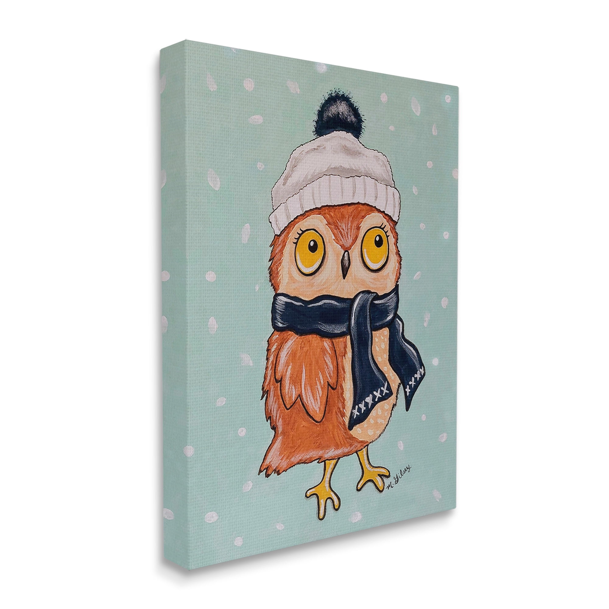 Stupell Industries Owl & Winter Scarf Animals & Insects Painting Gallery Wrapped Canvas Art Print Wall Art, 16 x 20