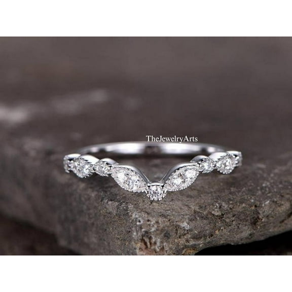 925 Sterling Silver Stackable Band Simple Dainty Band Curved Ring Band, CZ Curved Ring Handmade Jewelry Silver 3