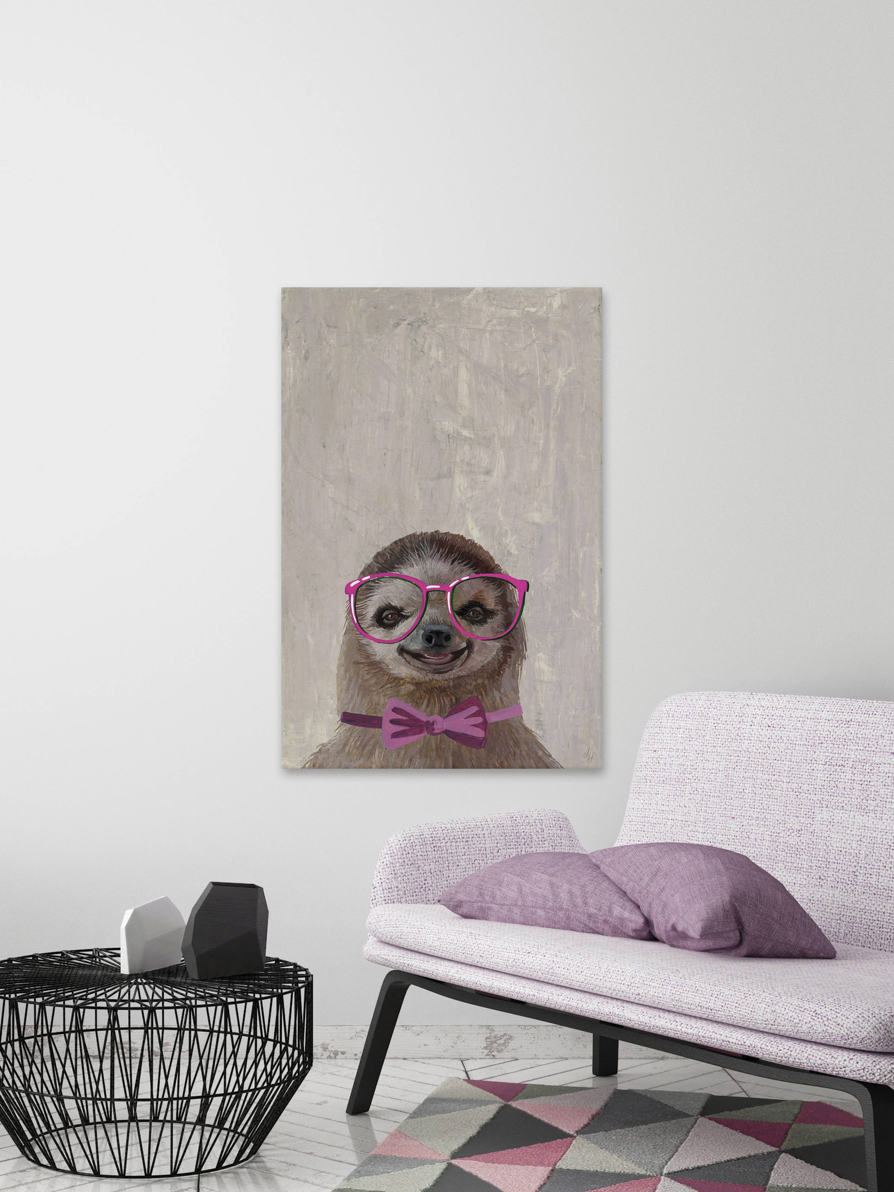 Sloth with a Bow II Painting Print on Wrapped Canvas