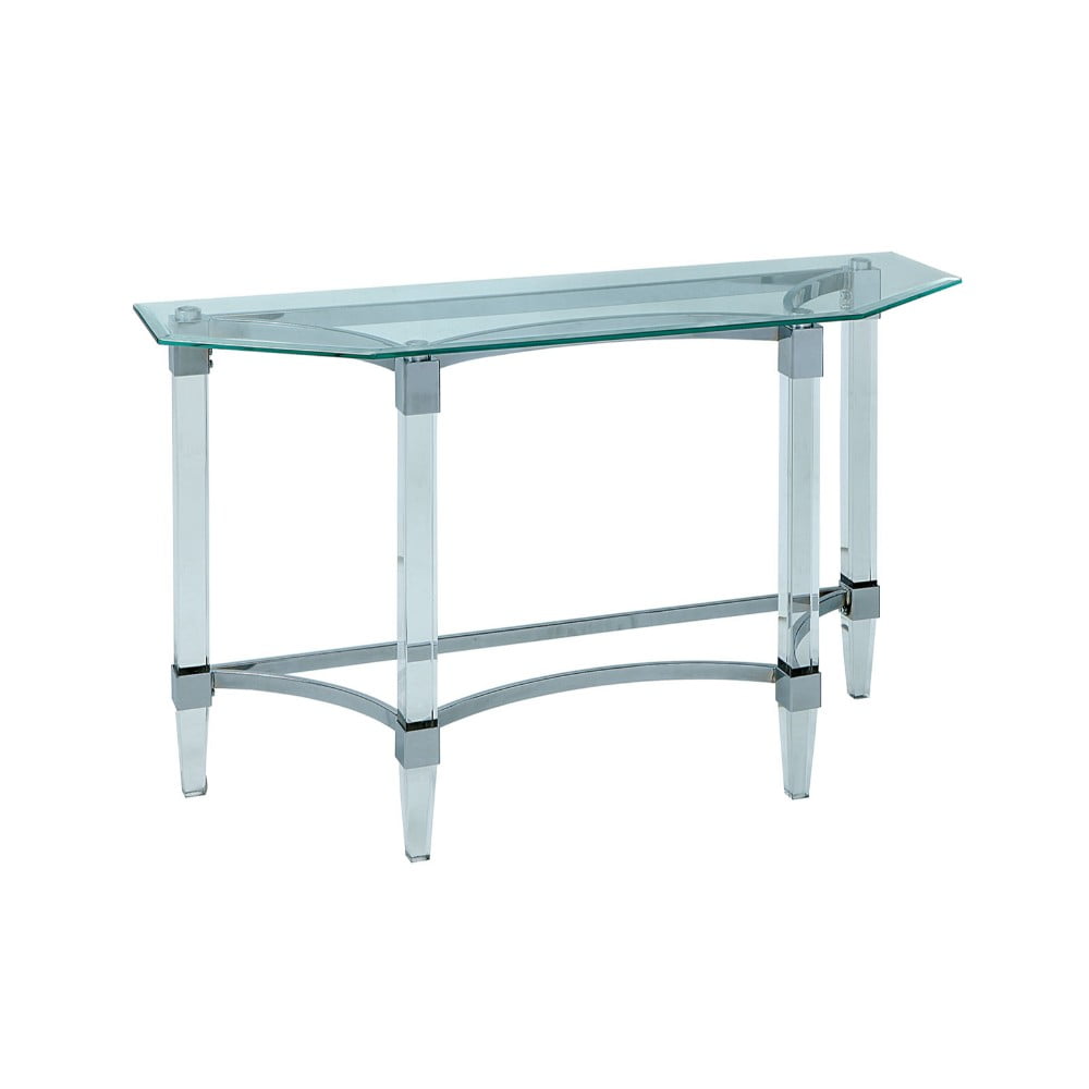 Benzara Contemporary Style Glass Top Sofa Table with Acrylic Legs