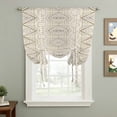 thumbnail image 2 of Black Beige Boho Balloon Curtains for Living Room/French Door, Vintage Ethnic Tribe Abstract Art Tie Up Curtains 63 Inch Length Energy Saving Kitchen Curtains Shades for Windows 42"x63", 2 of 8