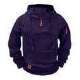 thumbnail image 6 of Men Raglan Pullover Multiple Pockets Half Zipper Sport Hoodie Solid Coat for Winter, 6 of 8
