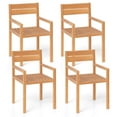 thumbnail image 1 of Costway 4 PCS Outdoor Teak Wood Chair Patio Dining Armchair with Slatted Seat & Backrest, 1 of 8