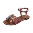 thumbnail image 3 of LTTVQM Flat Sandals for Women Platform Slip-On Open Toe Ankle Strap Boho Beach Orthopedic Sandals Arch Support Soft Walking Shoes Multicolor 39(US-7.5), 3 of 5