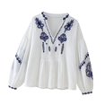 thumbnail image 2 of Blusa bordada para mujer, transpirable, holgada, elegante, de manga larga, informal, étnica L, 2 of 9
