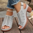 thumbnail image 7 of Hurxie Platform Sandals for Women Sling Wedge Sandals Hollow-Out Low Heel Open Toe Ankle Boots Cutout Shoes Slingback Sandals Gray 43, 7 of 7