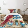 thumbnail image 3 of Ambesonne Coastal Quilted Bedspread Set 2 Pcs, Mediterranean House, Twin Size, Pale Brown Navy Blue, 3 of 6