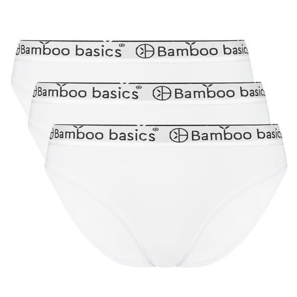 Bamboo basics Calzoncillos para mujeres YARA, 3-pack - Cintura con logo, transpirable, camiseta simple Blanco L (Large)