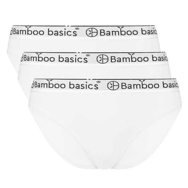 Bamboo basics Calzoncillos para mujeres YARA, 3-pack - Cintura con logo, transpirable, camiseta simple Blanco S (Small)
