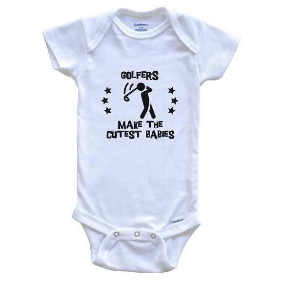 Golfers Make the Cutest Babies Funny Golf Baby Bodysuit, 0-3 months white