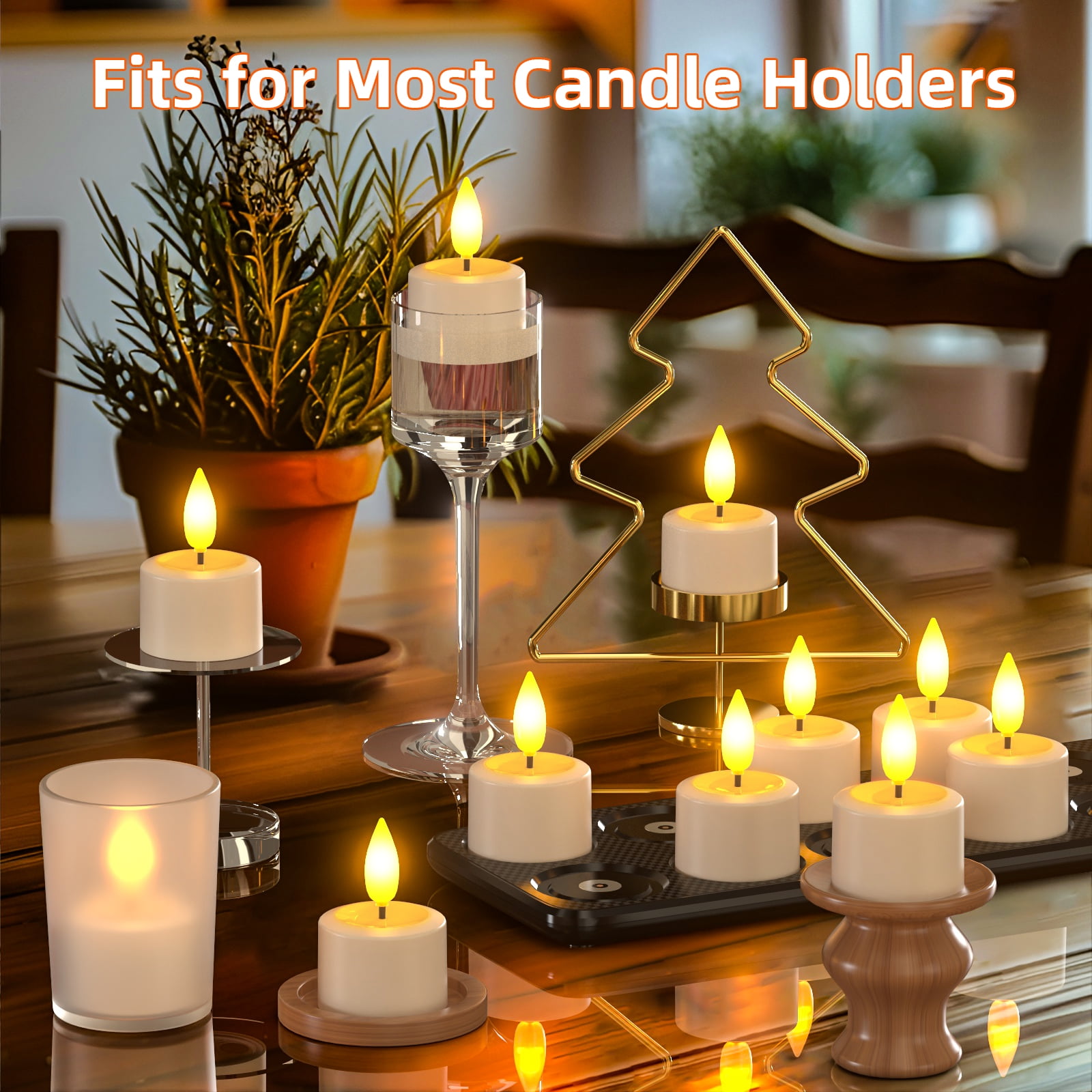 PChero 12pcs Rechargeable Tea Lights Candles with Remote Timer, 180+Hours Waterproof Outdoor Flameless Tealight Candles with Magnetic Charging Base, Battery Operated Small Votive Candles,1.5"x2.17"