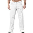 thumbnail image 2 of RYDCOT Men's Stretch Regular Fit Straight-Leg Jeans - Cowboy Cotton Fashion Comfort Flex Waist Washed Denim Pants White, 2 of 9