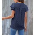 thumbnail image 6 of Womens Blouse V Neck Ruffle Sleeve Flowy Shirts Dressy Casual Cute Summer Tops Navy Blue M, 6 of 7