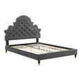 thumbnail image 2 of Modway Gwyneth Performance Velvet Queen Platform Bed in Charcoal, 2 of 11