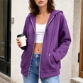 thumbnail image 5 of Women's Full Zip Hoodie Drop Shoulder Long Sleeve Oversized Sweatshirt with Pockets Casual Outerwear, 5 of 8