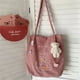 thumbnail image 2 of Corduroy Tote Bag Casual Shoulder Handbag Cute Shopping Bag Daily Bag for Women GirlsPink, 2 of 3