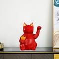 thumbnail image 4 of Estatua de Gato Geométrica Zulema Figura Gato de la Suerte Rojo, 4 of 5
