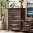 thumbnail image 3 of Vertical Dresser for Bedroom, LELELINKY 6 Drawer Dresser with Metal Handle, Chest of Drawers for Living Room, Walnut, 3 of 8