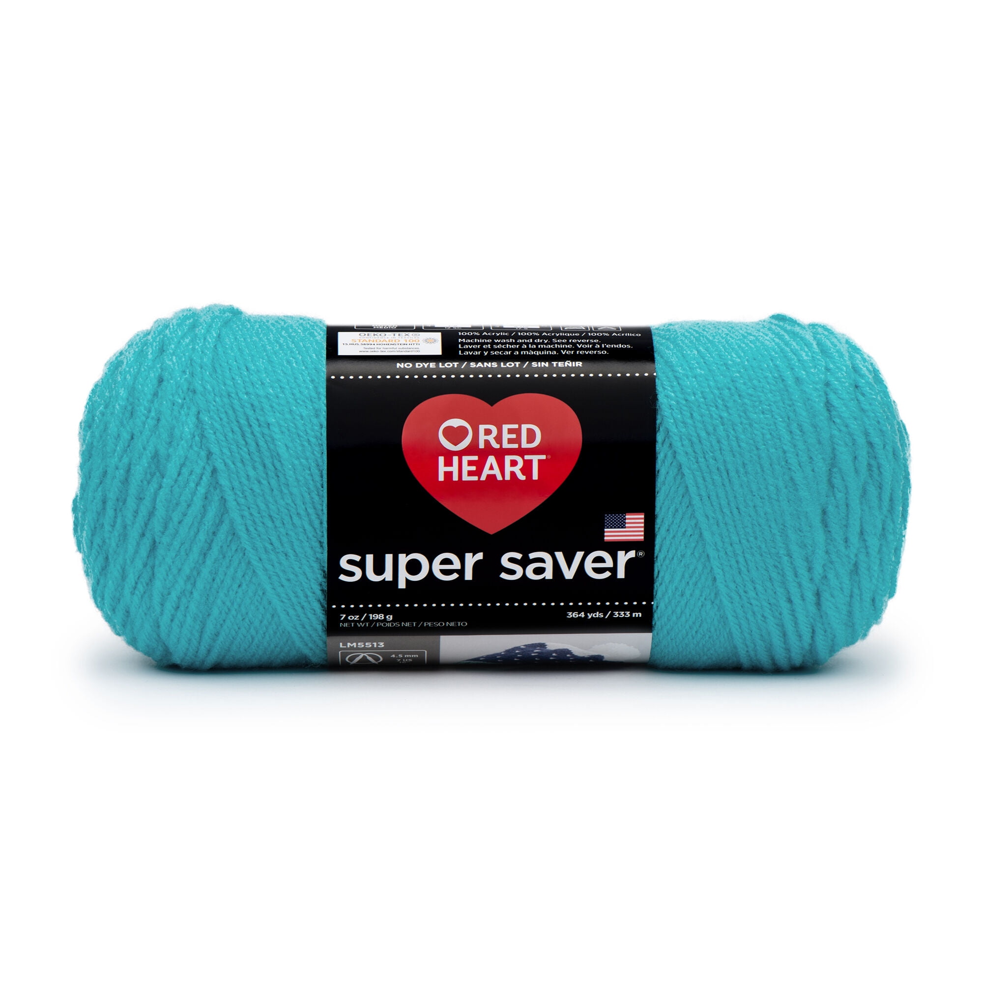 Medium Worsted 7 oz No Dye Lot 2 Pack Red Heart Super Saver Yarn REAL TEAL 