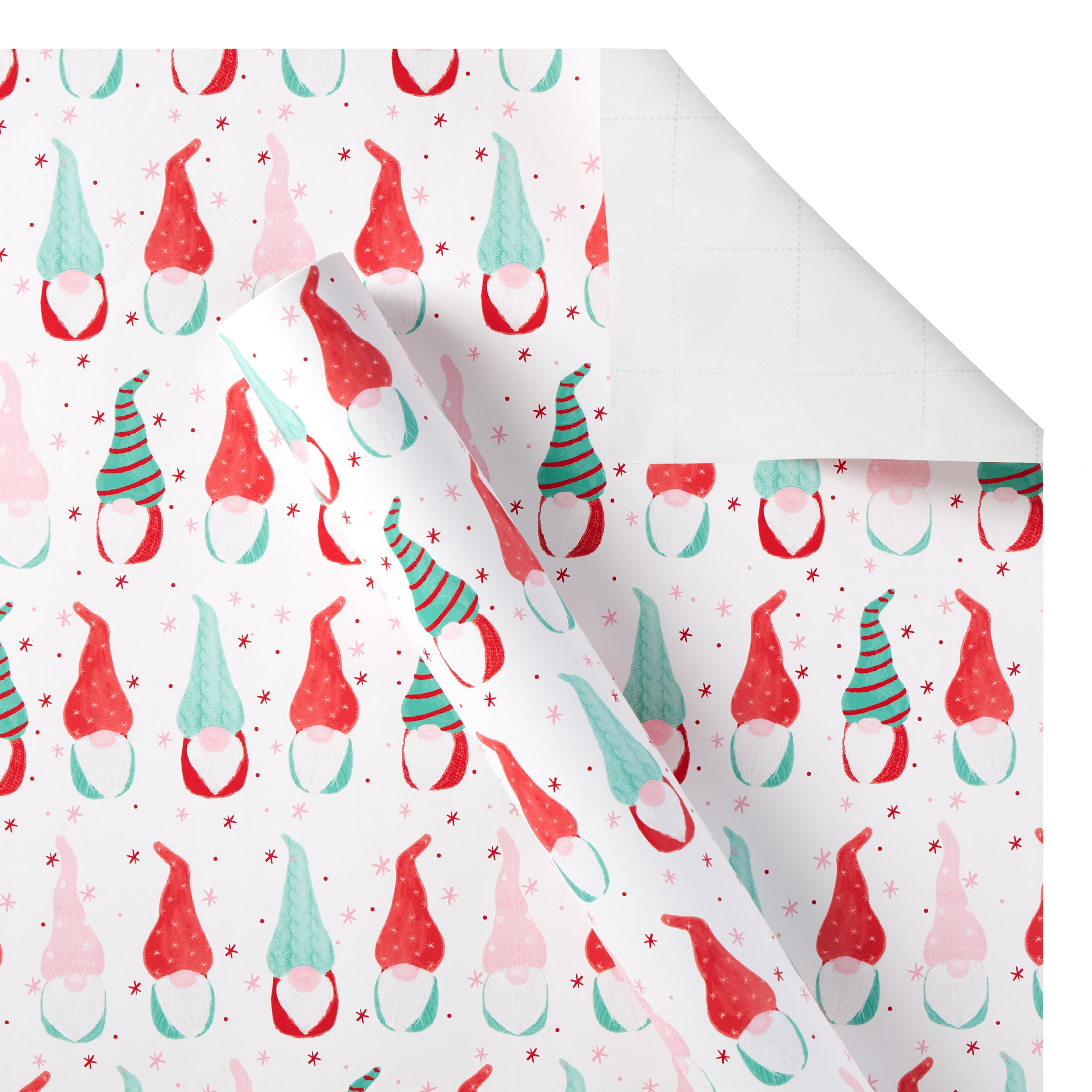 Winter Blush Gnomes Heavyweight Christmas Gift Wrap, 120 sq ft, by Holiday Time Winter Blush Gnomes Heavyweight Christmas Gift Wrap, 120 sq ft, by Holiday Time