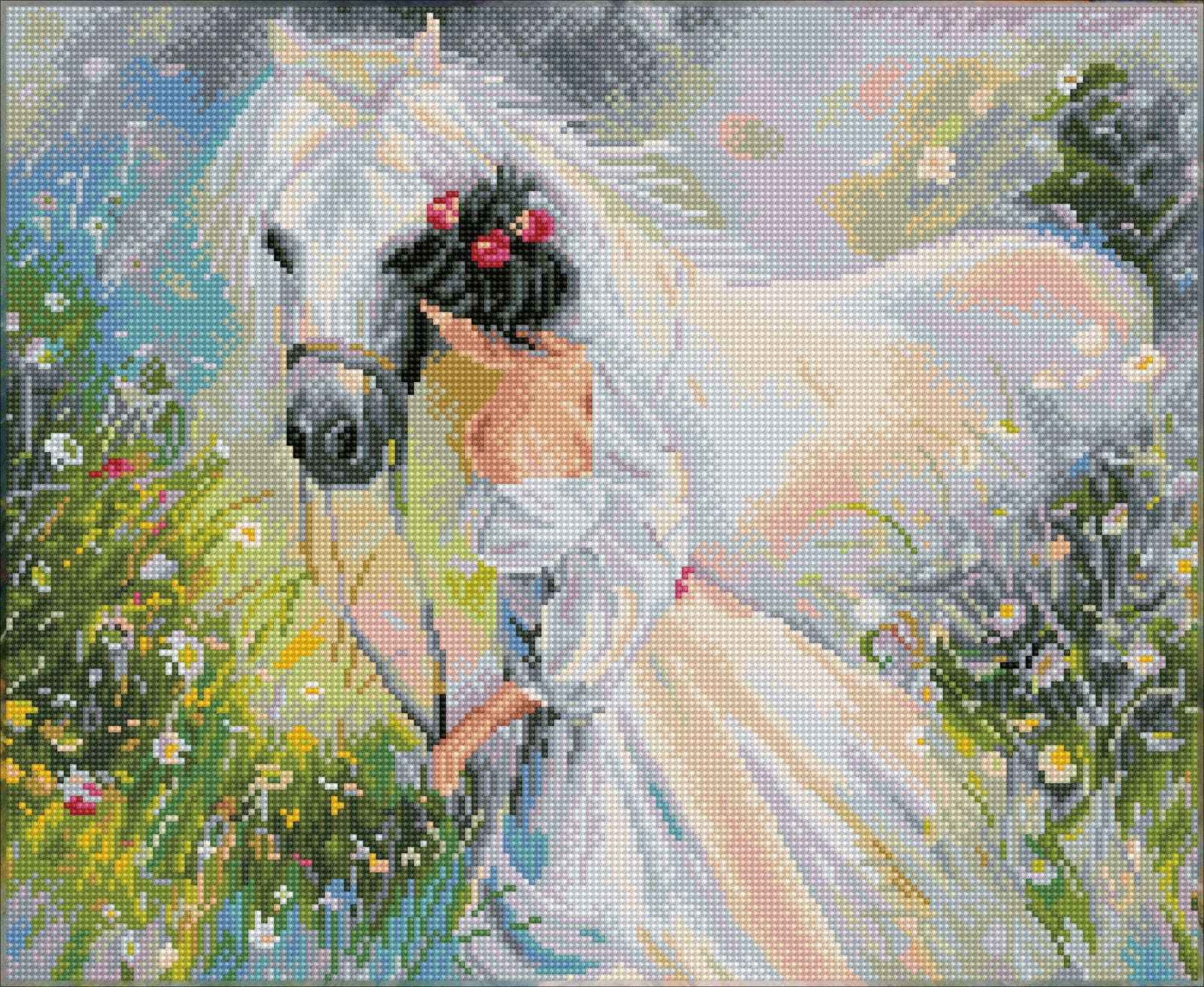 Diamond Dotz Field of dreams - Pre-Framed Kit Horse Diamond Painting Kits for Adults - Diamond Art Kits a Relaxing Creative Craft Kit with Dotz Gems 19.7"x16.1"