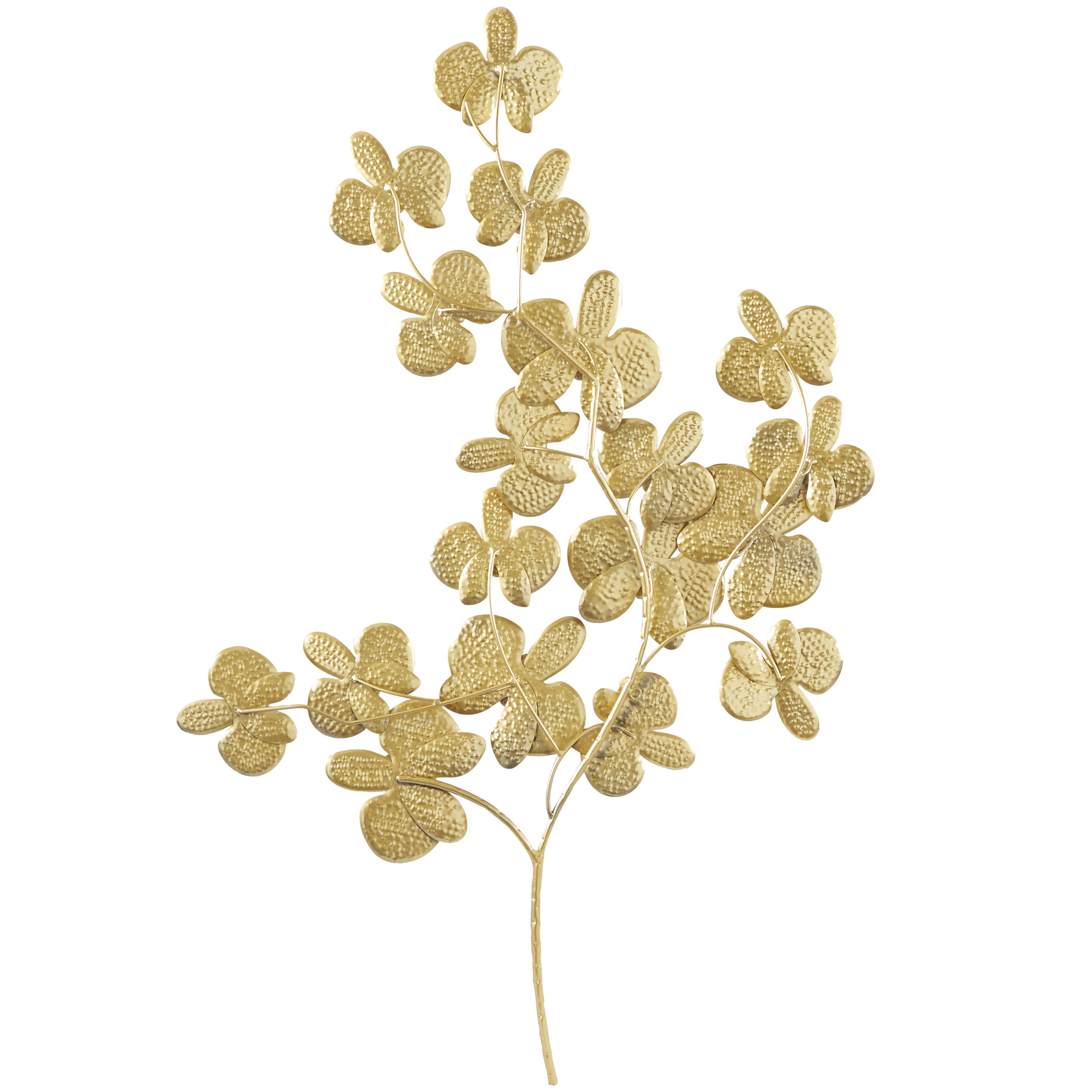 CosmoLiving by Cosmopolitan Gold Metal Orchid Floral Wall Decor with Stem