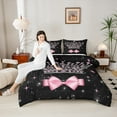 thumbnail image 4 of Castle Fairy Girls Bling Pink Crystal Crown Bedding Comforter Set 2pcs,Kawaii Ribbon Bow Twin Comforter Sets Microfiber,Stars Print Glitter Breathable Bedding Set,Super Cozy Room Decor,Reversible, 4 of 8