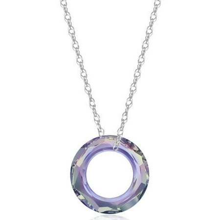 Crystal Sterling Silver Chain - Genuine Swarovski Cosmic Ring Vitrail Light Crystal Sterling Silver Pendant Chain Necklace
