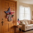 thumbnail image 4 of erdimoy 4th of July Patriotic Star Wooden Door Hanger, 19.68in USA Flag Star Wreath Sign with Berries Bow for Independence Day Front Door Porch Decor, 4 of 6