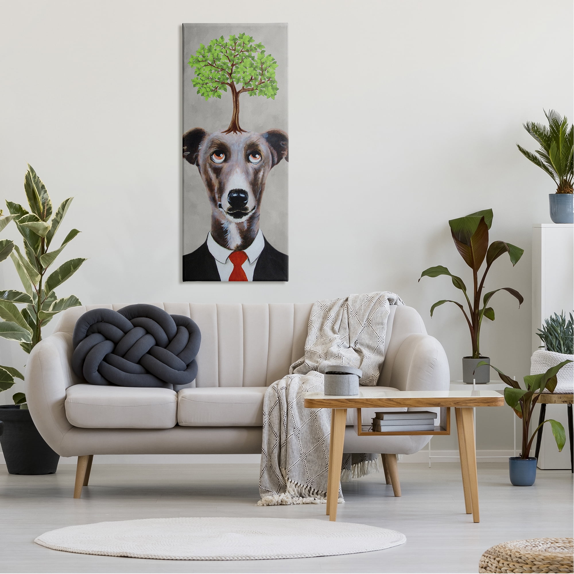 Stupell Industries Tree Growing Dog In Suit Animals & Insects Painting Gallery Wrapped Canvas Print Wall Art