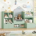 thumbnail image 3 of Hiphuta 72"Wide Kids Bookcase with Reading Nook and Under Bench Storage, Wooden Toy Storage Organizer & Book Rack for Kids Room, Green, 3 of 7