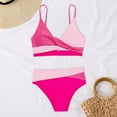 thumbnail image 6 of TEVEQ Women's Two Swimsuit High Waisted Bikini Sets Color Block Bathing Suits Swim Suits for Women 2025 Bikini Sets for Women Bathing Suit for Women Bikini 2025 New Triangle Bikini Sets Red L, 6 of 7