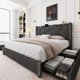 thumbnail image 1 of Bed frame with 4 storage drawers, upholstered platform bed frame, solid wood slats support, no need for box spring platform bed My Lux Decor Round, 1 of 8