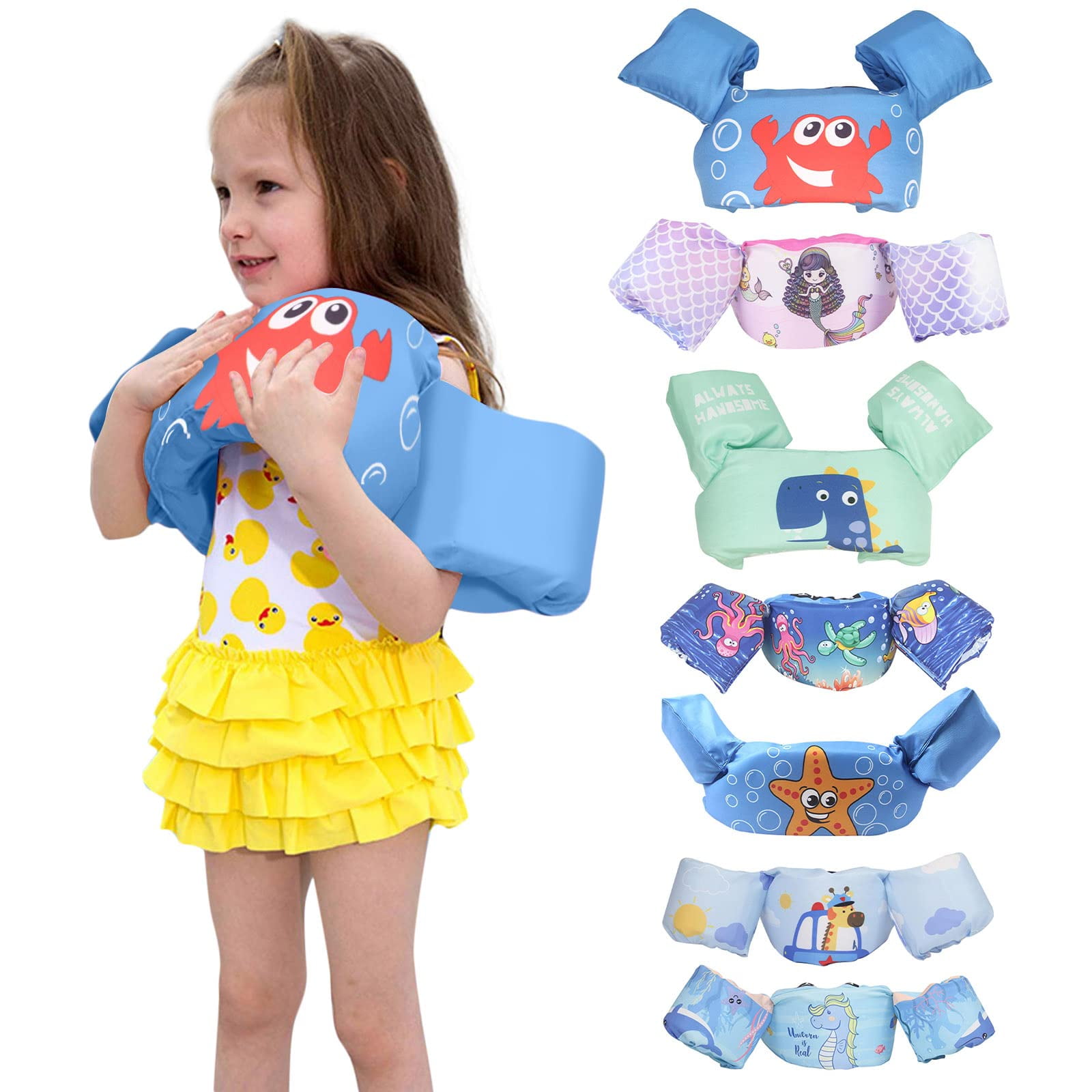 Kids Swim Float Vest Learn to Swimming Kids Life Jacket from 30 to 55 Lbs 2-6 Years Baby Floats for Pool Vest with Arm Wings Aid Trainer Boys Girls Children Adjustable Safety StrapDinosaur 