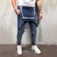 thumbnail image 6 of MHFRRA Mens Bootcut Jeans Men's Overall Casual Jumpsuit Jeans Wash Broken Pocket Trousers Suspender Pants Size M, 6 of 9