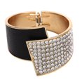 thumbnail image 2 of Pulsera abierta de moda con de diamantes de imitación asimétricos anchos para cumpleaños negro Sunnimix brazalete abierto, 2 of 7
