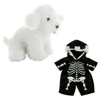 Plush Gear Scruffles the Dog with Spooky Skeleton Morph Suit, 8" Halloween Stuffed Animal
