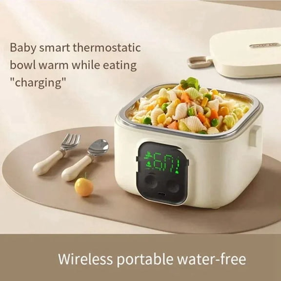 Rechargeable Electric Lunch Box Portable Water-Free Heating 500ML LCD Display Wireless Heating Lunch Box
