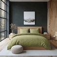 thumbnail image 3 of Olive Green Washed Linen Duvet Cover Set - Single, Twin, Twin XL, Full/Double,, 3 of 6