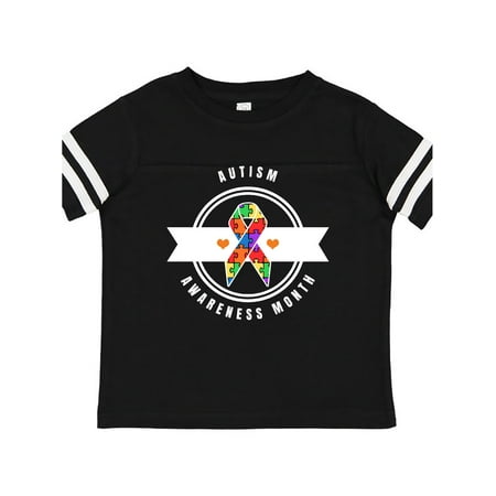 

Inktastic Autism Awareness Month with Puzzle Piece Ribbon and Banner Gift Toddler Boy or Toddler Girl T-Shirt