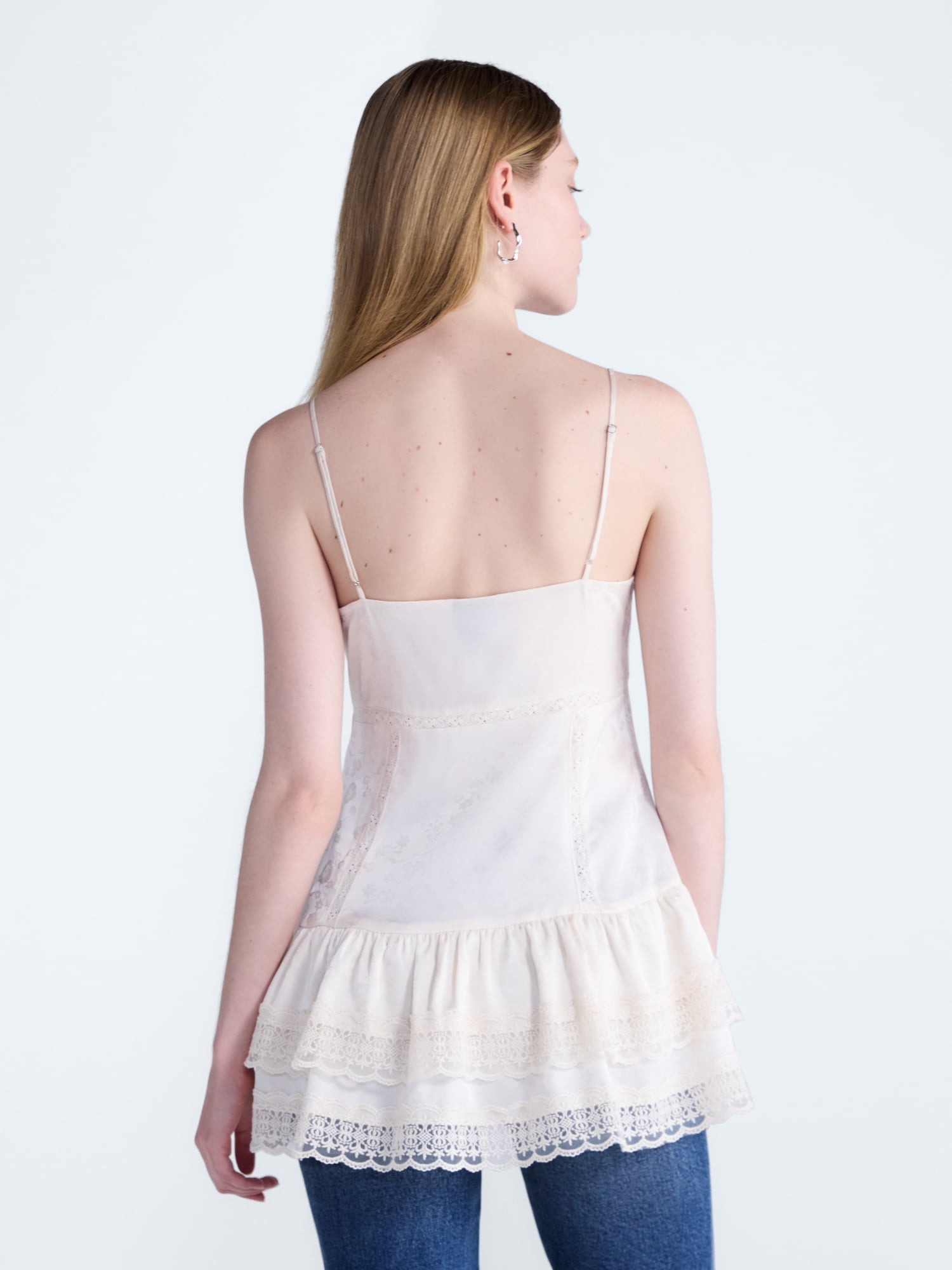 Scoop Women's and Women's Plus Tiered Lace Cami, Sizes XS-4X