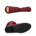 thumbnail image 4 of BLISSFUL STEP Women's Slouch Knee High Boots Round Toe Low Block Heel Faux Suede Boots Burgundy 11, 4 of 7