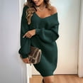 thumbnail image 4 of Women Backless Tied Long Lantern Sleeve Pullover Sweaters Fall Winter Trendy Clothes Green L, 4 of 7