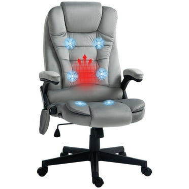 6 Point Vibrating Massage Office Chair With Lumbar Heat Gray