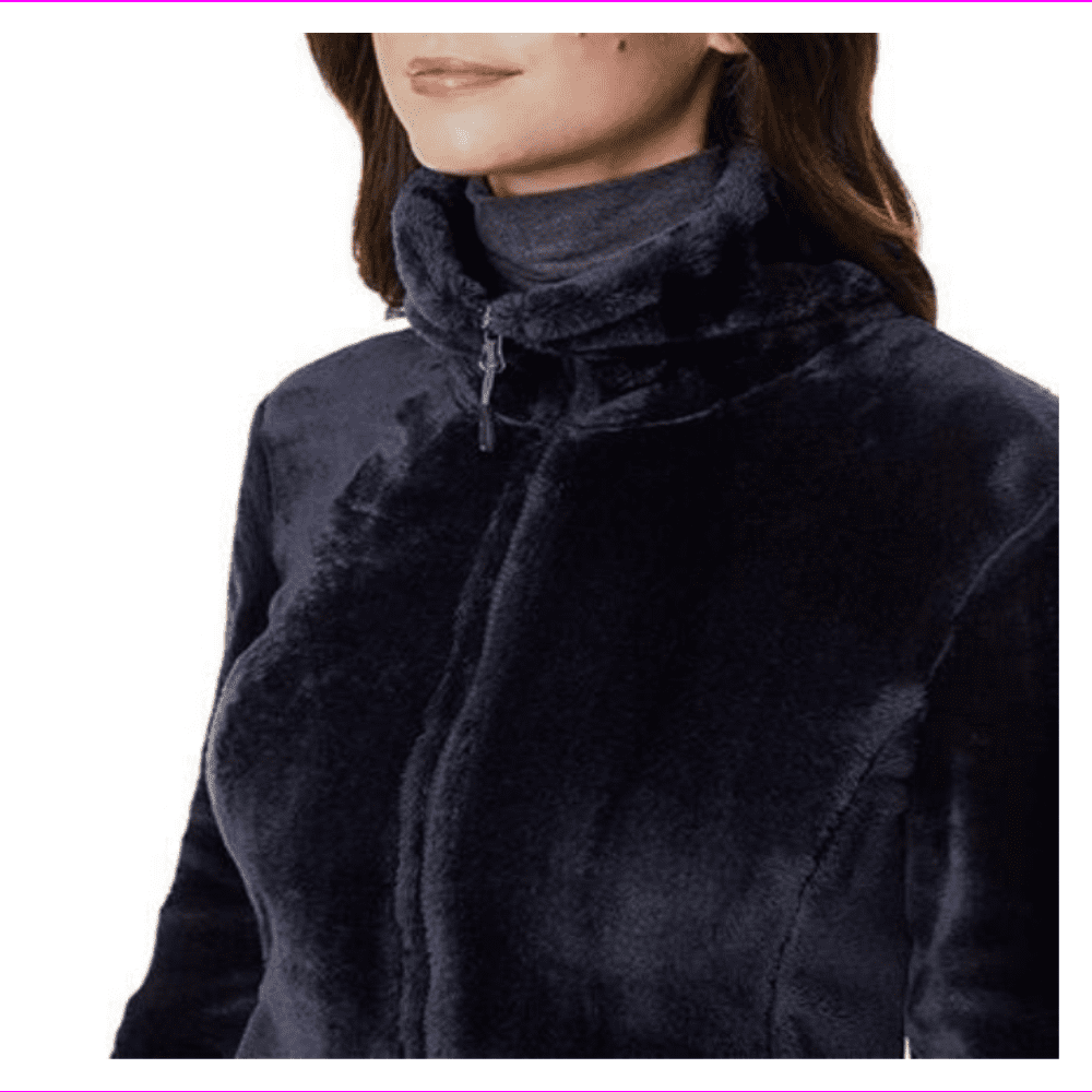 32 Degrees Women's Plush Faux Fur Full Zip Jacket Storm 