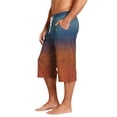 thumbnail image 5 of JoveMarine Men's Hawaiian Gradient Print Drawstring Shorts, 7/8 Length Casual Beach Shorts for Summer Vacation, Parties and Daily Wear Brown M, 5 of 9
