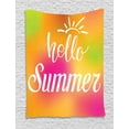 thumbnail image 1 of Hello Summer Tapestry, Colorful Colors Abstract Backdrop Typographic Concept, Wall Hanging for Bedroom Living Room Dorm Decor, 60W X 80L Inches, Hot Pink Marigold Apple Green White, by Ambesonne, 1 of 2