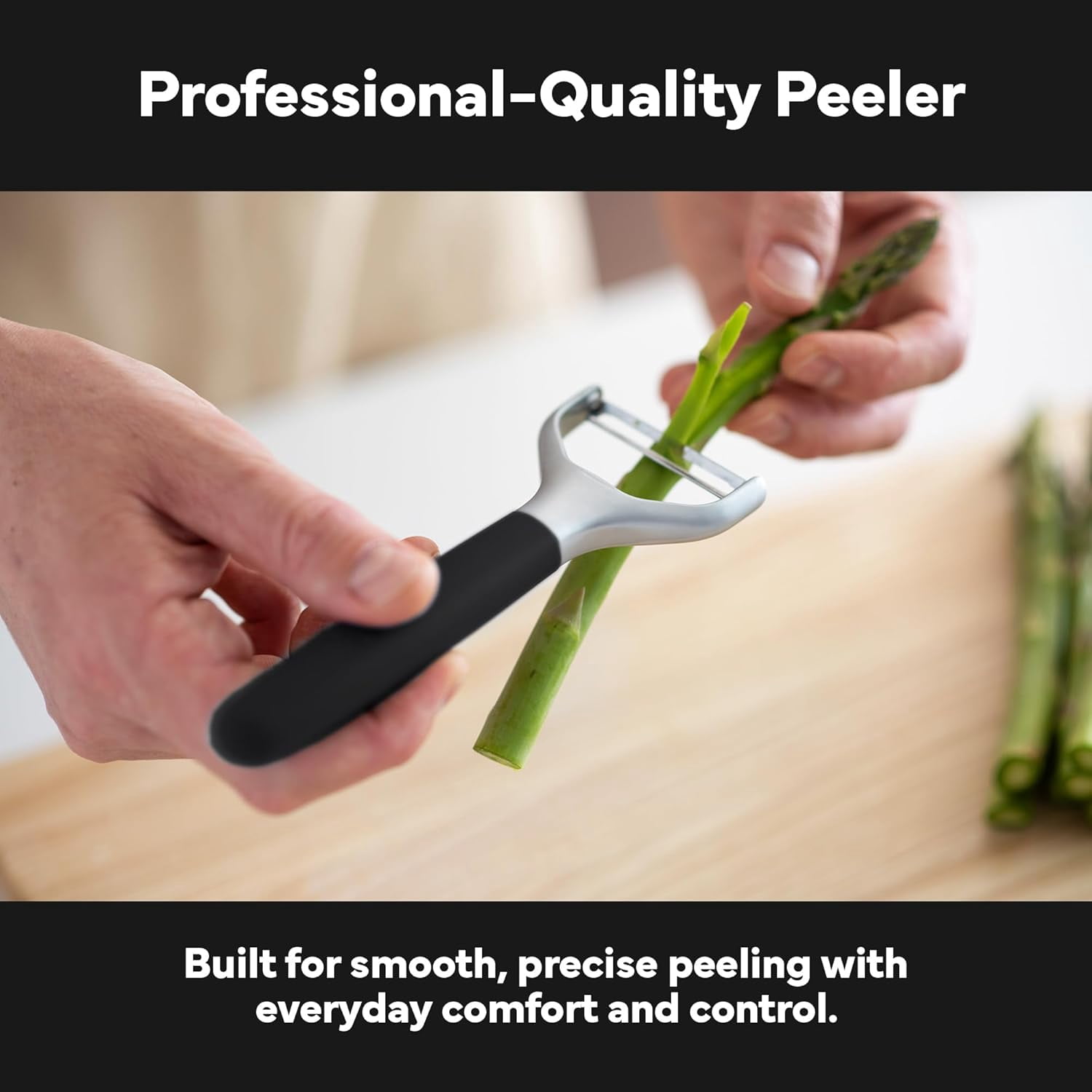JJEAN-Stainless Steel Vegetable Peeler - Dishwasher Safe Y Peeler - Easy to Use with Potatoes, Cabbage, Carrots, and More - Progessional Grade Kitchen Tool - Black