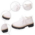 thumbnail image 7 of Knit Oxford Shoes for Women Lace up Breathable Mesh Solid Color Classic Lug Sole Low Heel Elastic Slip on Dress Shoes White Size 8.5, 7 of 7